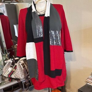 Color Block Scarf with Sequins